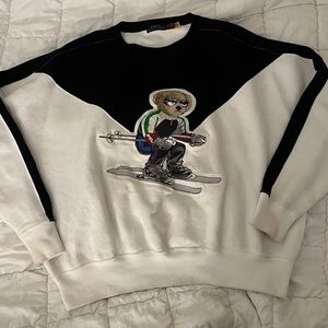 Polo Ralph Lauren Black and White Crewneck Sweater